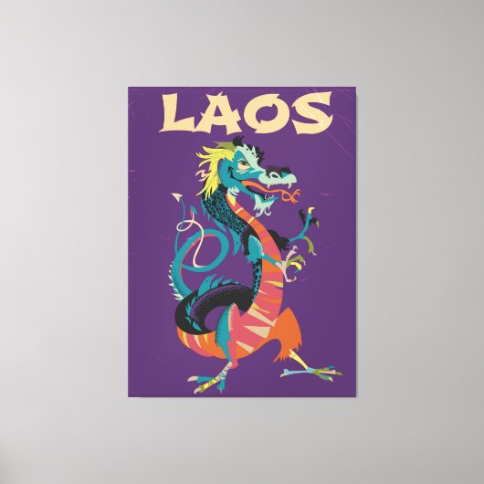 Laos Draak vintage stijl reisposter Canvas Afdruk (Voorkant)