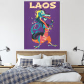 Laos Draak vintage stijl reisposter Canvas Afdruk (Insitu (Slaapkamer))