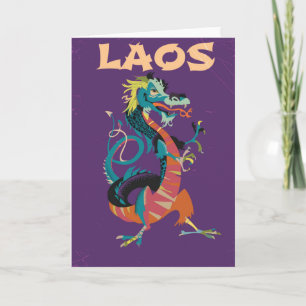 Laos Draak vintage stijl reisposter Feestdagen Kaart