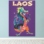 Laos Dragon -stijlreisposter Canvas Afdruk (Insitu (Houten vloer))