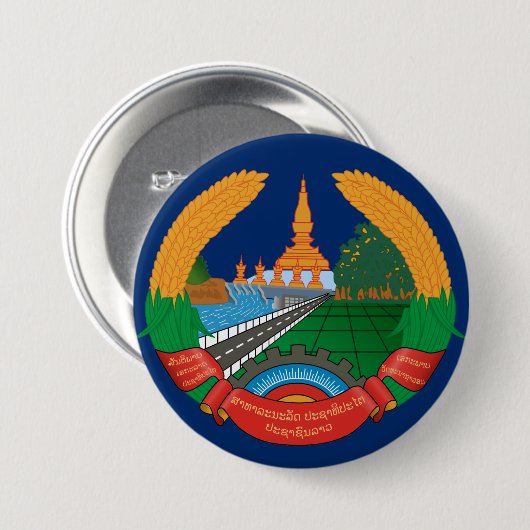 laos embleem ronde button 7,6 cm (Voorkant /achterkant)