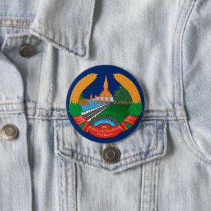 laos embleem ronde button 7,6 cm