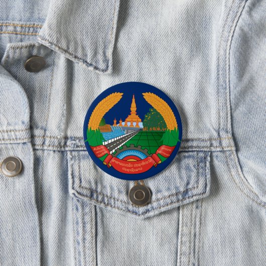 laos embleem ronde button 7,6 cm (In situ)