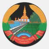 laos embleem ronde sticker (Voorkant)