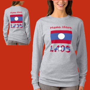 Laos en Laotiaanse Vlag Rood Personalisatie  T-shirt
