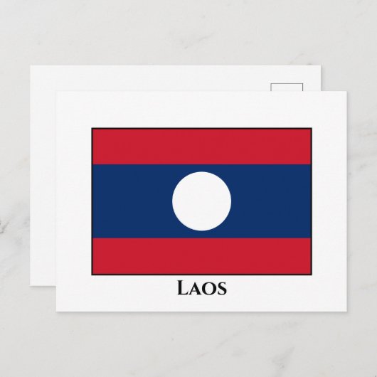 Laos Flag Briefkaart (Voorkant / Achterkant)
