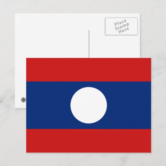 Laos Flag Briefkaart (Voorkant / Achterkant)