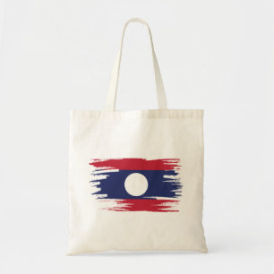 Laos Flag Brush Art Tote Bag