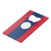Laos Flag Creditkaart Flessenopener (Voorkant Gekanteld)