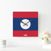 Laos Flag Dazzling Patriotic Vierkante Klok (Huis)