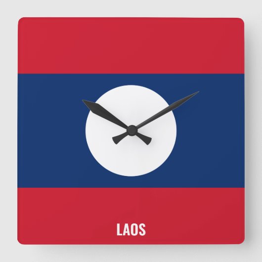 Laos Flag Dazzling Patriotic Vierkante Klok (Voorkant)