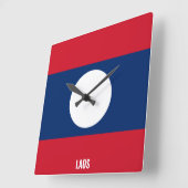 Laos Flag Dazzling Patriotic Vierkante Klok (Hoek)
