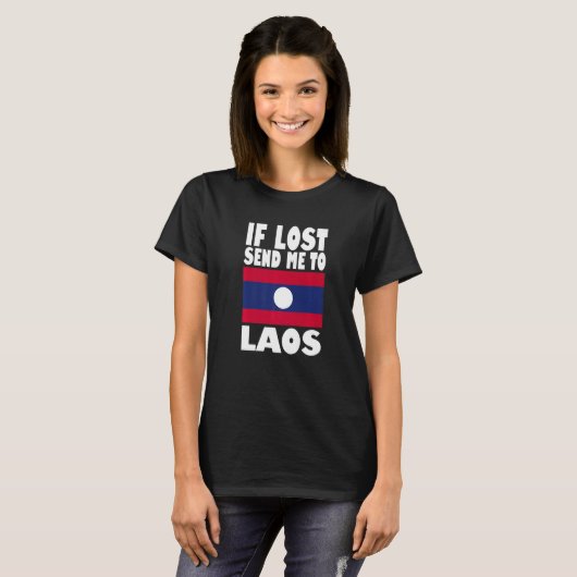 Laos Flag Design If lost send me to Laos Premium T-shirt (Voorkant volledig)