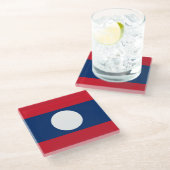 Laos Flag Glazen Onderzetter (Schuin)
