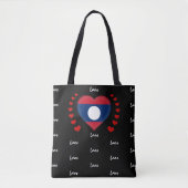 Laos Flag & Heart, Laos Flag mode/sport Tote Bag (Voorkant)