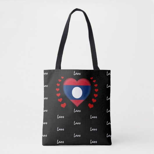 Laos Flag & Heart, Laos Flag mode/sport Tote Bag (Voorkant)