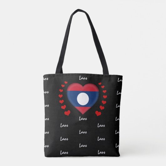 Laos Flag & Heart, Laos Flag mode/sport Tote Bag (Achterkant)