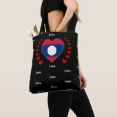Laos Flag & Heart, Laos Flag mode/sport Tote Bag (Dichtbij)