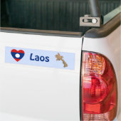 Laos Flag Heart + Map Bumpersticker (Op Truck)