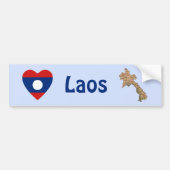 Laos Flag Heart + Map Bumpersticker (Voorkant)