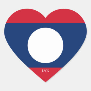 Laos Flag Splendid Patriotic Hart Sticker