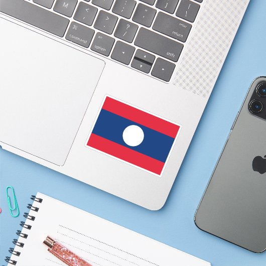 Laos Flag Sticker (Laptop met iPhone)