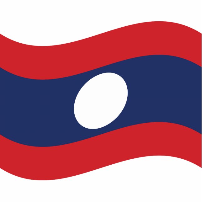 Laos Flag Wave Fotobeeldje Sleutelhanger (Voorkant)