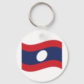 Laos Flag Wave Sleutelhanger (Voorkant)