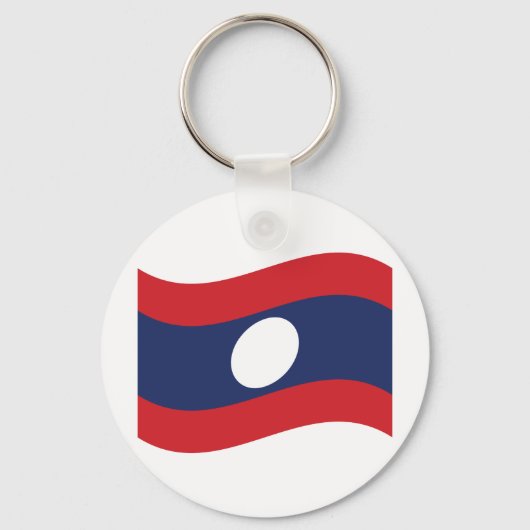 Laos Flag Wave Sleutelhanger (Voorkant)