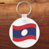 Laos Flag Wave Sleutelhanger (Voorkant)