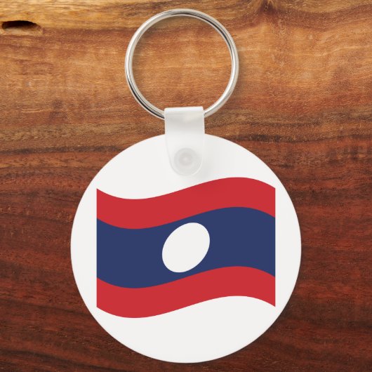 Laos Flag Wave Sleutelhanger (Voorkant)