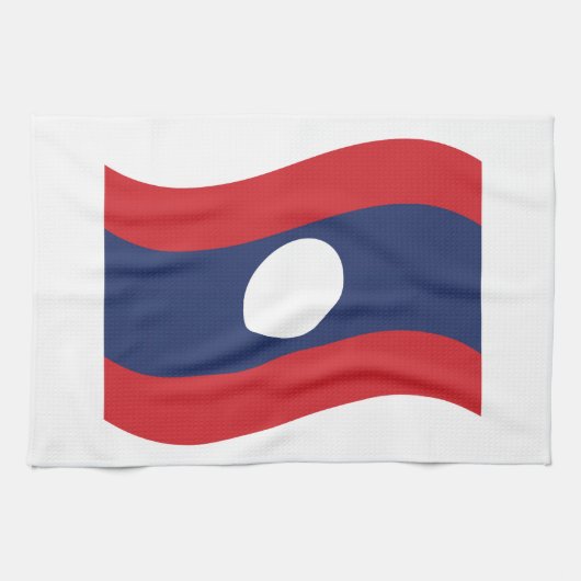 Laos Flag Wave Theedoek (Horizontaal)