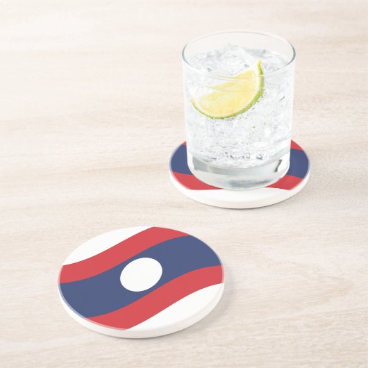 Laos Flag Wave Zandsteen Onderzetter (Zijkant)