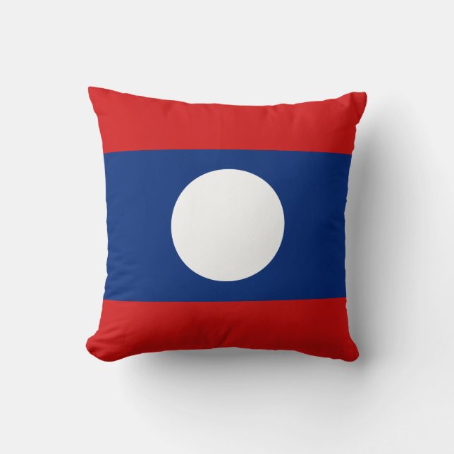 Laos Flag x Vlag Pillow Kussen (Voorkant)