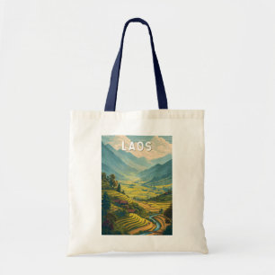 Laos Illustratie Reis Kunst Vintage Tote Bag