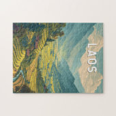 Laos Illustration Travel Art Vintage Legpuzzel (Horizontaal)