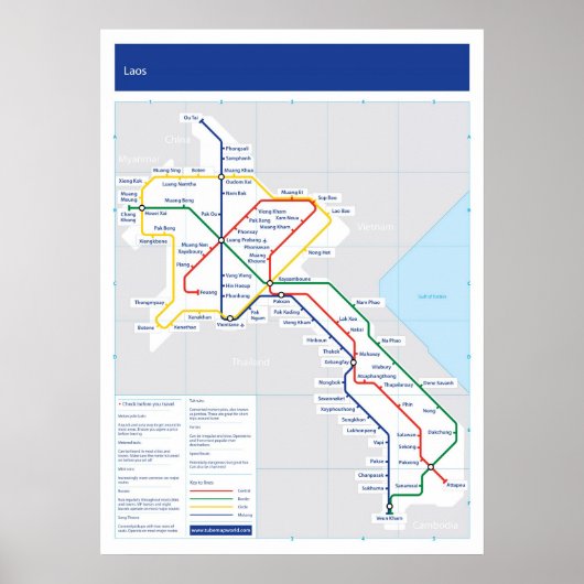 Laos-kaart Poster (Voorkant)