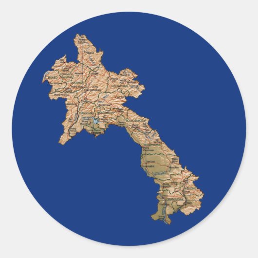 Laos Kaart Sticker (Voorkant)