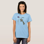 Laos Kaart + Vlag + Titel T-Shirt (Voorkant volledig)