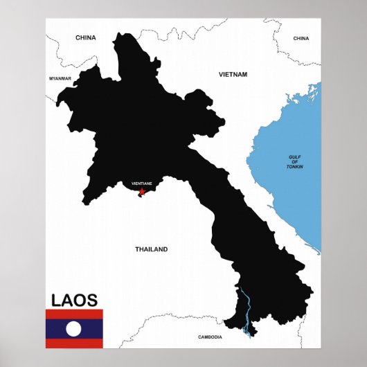 laos - land politieke kaart poster (Voorkant)