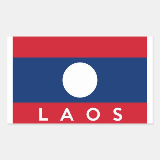 Laos land vlag naam tekst rechthoekige sticker (Voorkant)