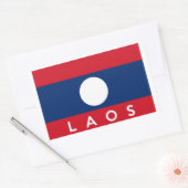Laos land vlag naam tekst rechthoekige sticker (Envelop)