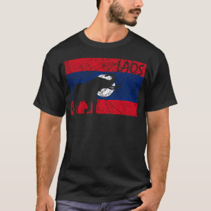 Laos Lao Vlagdag Laotiaans Trots Wilde Olifant T-shirt