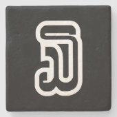 Laos / Laos Nummer drie / 3 / ໓ (Sam) Laotiaans Stenen Onderzetter (Voorkant)