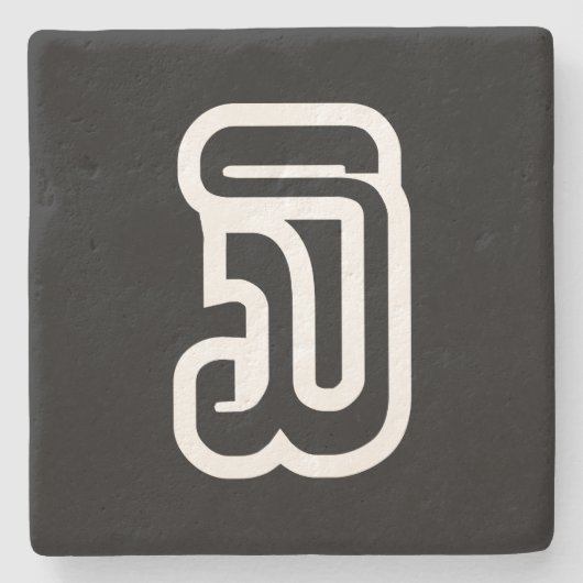 Laos / Laos Nummer drie / 3 / ໓ (Sam) Laotiaans Stenen Onderzetter (Voorkant)