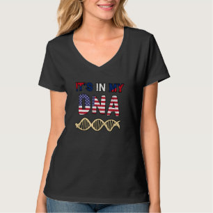 Laos Laotian Flag Day Proud America Finger DNA T-shirt