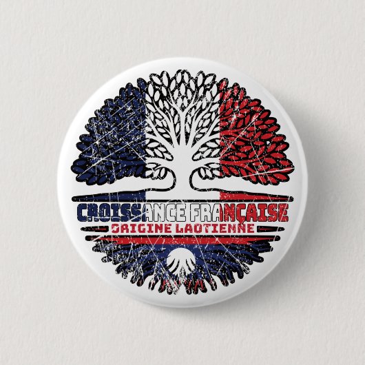 Laos Laotian French Tree Roots Flag Ronde Button 5,7 Cm (Voorkant)