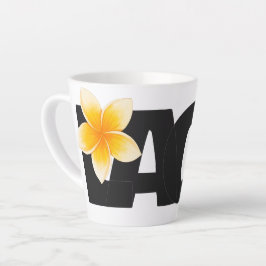 Laos Love Frangipani Flower White and Black Latte Mok