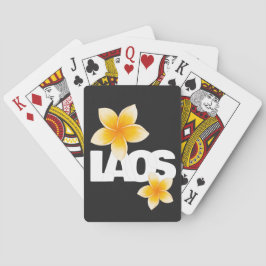 Laos Love Frangipani Flower White and Black Pokerkaarten