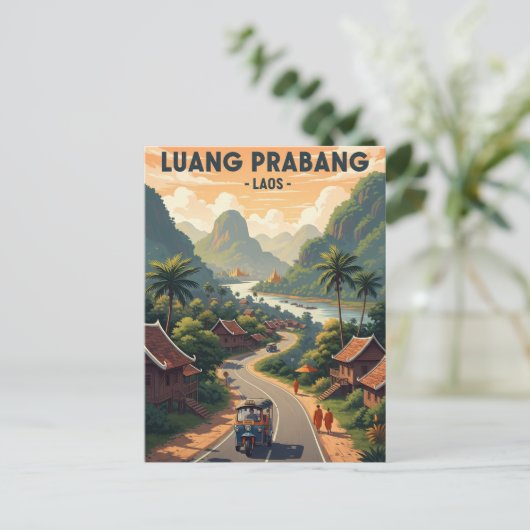 Laos Luang Prabang Reizen Briefkaart (Staand voorkant)